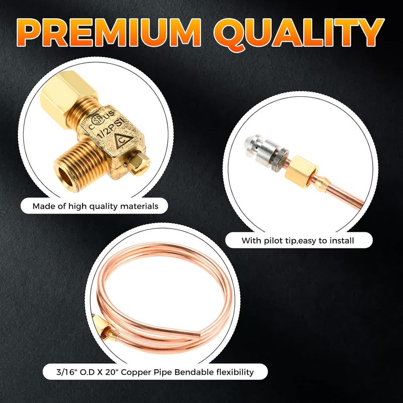 DRELD Range Oven 3/16" OD X 20" Copper Pipe Bendable Pilot Burner Tube with 2065643 Pilot Valve, Compatible with Tri Star Manufacturing 2065643 Pilot Adjusting Valve, Fit for Hotel, Kitchen Gas Equipment - Image 2